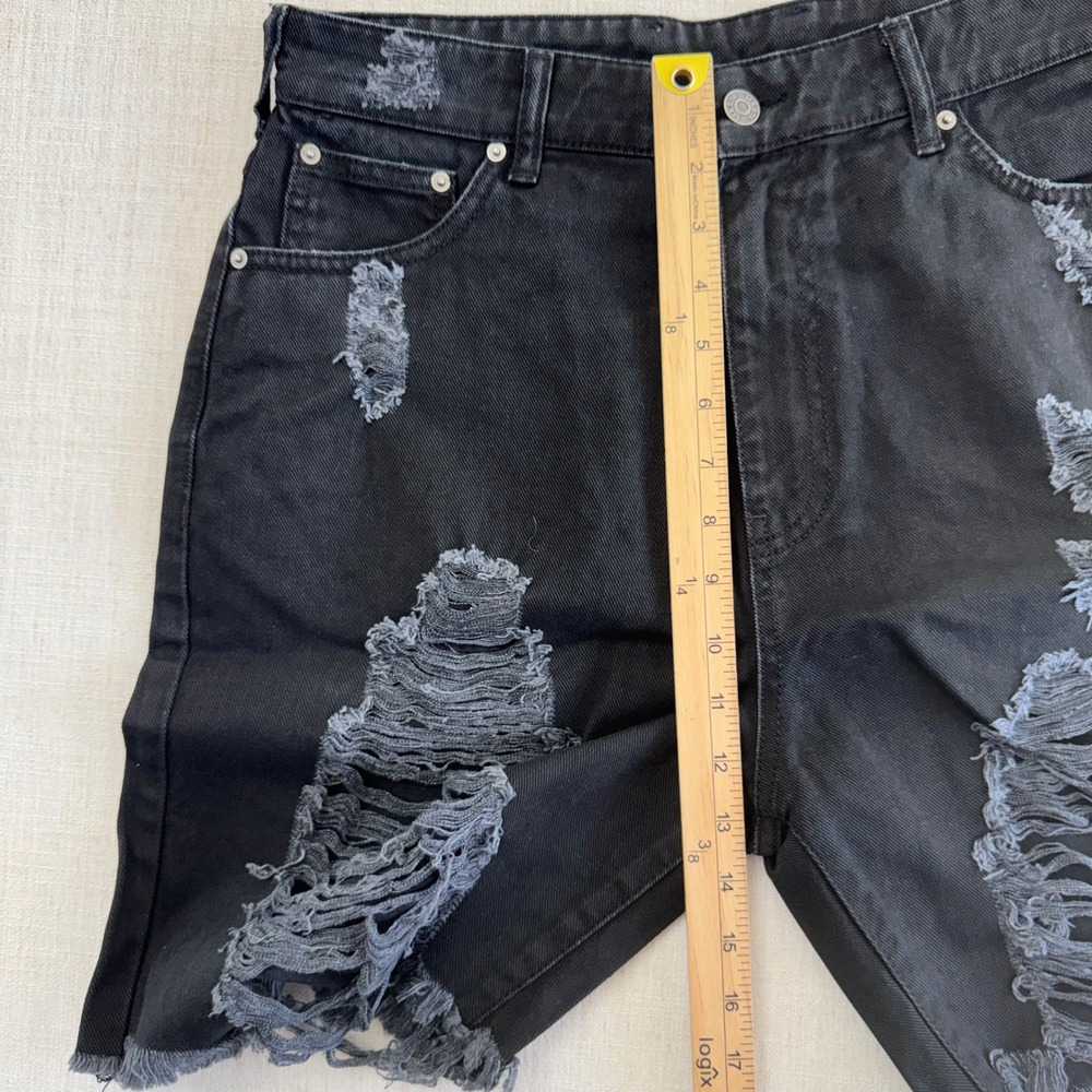 SER.O.YA Jack Distressed Denim Shorts Size 30 Black Made Italy NWT - Picture 9 of 13